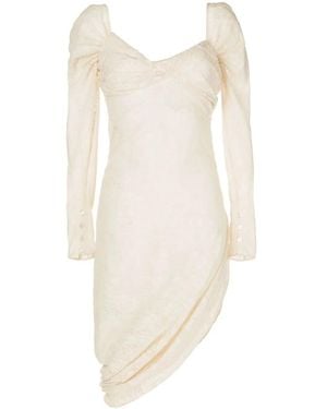 YUHAN WANG Lace Asymmetric Long-Sleeve Dress - White