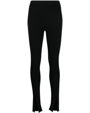 Aeron Front-Slit Ribbed Leggings - Black