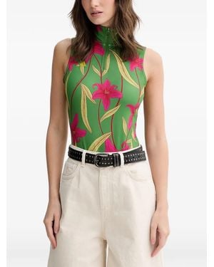 adidas X Farm Rio Floral-Print Sleeveless Bodysuit - Green