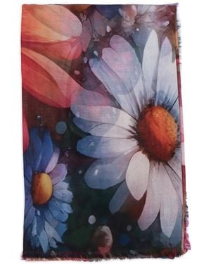 D'Aniello Perla Floral-Print Scarf - Blue