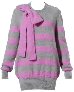 Andrej Gronau Bow-Detail Striped Sweater - Purple