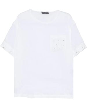 Lorena Antoniazzi T-Shirt Met Verfraaide Zak - Wit