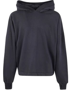 Thom Krom Ribbed-Trim Long-Sleeve Hoodie - Blue