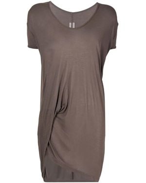 Rick Owens Draped Short-Sleeved T-Shirt - Brown