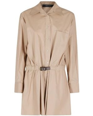 FEDERICA TOSI Robe-Chemise À Taille Ceinturée - Natural