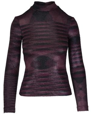 Missoni Patterned Mock-Neck T-Shirt - Blue