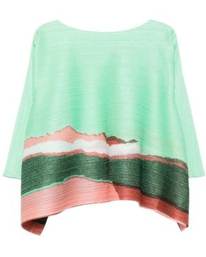 Pleats Please Issey Miyake Grainy Colours Top - Green