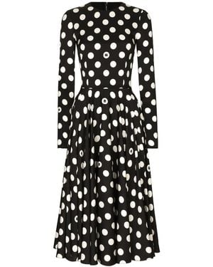Dolce & Gabbana Abito Midi A Pois - Nero