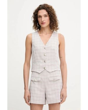 Morgan Checked V-Neck Vest - White