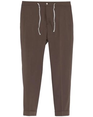 Barba Napoli Pantalon À Lien De Resserrage Et Ourlet Retroussé - Grey