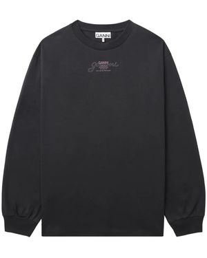 Ganni Logo-Print Sweatshirt - Black