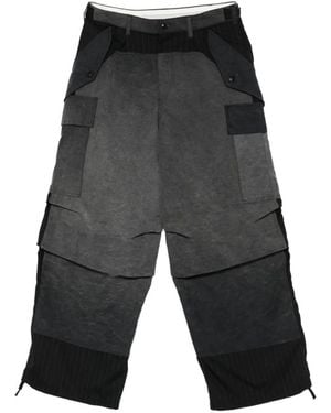 KHOKI Striped Cargo Trousers - Grey