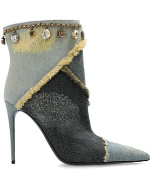 Dolce & Gabbana Distressed Denim Boots - Black