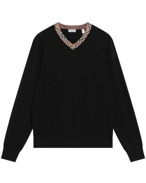 Burberry Pullover Mit Kariertem Besatz - Schwarz