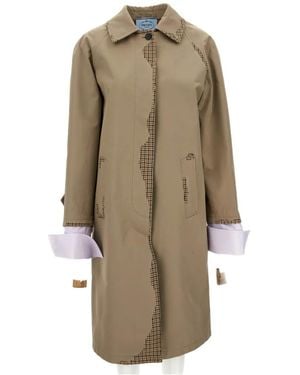 Prada Bonded Poplin Coat With Devoré Effect - Natural