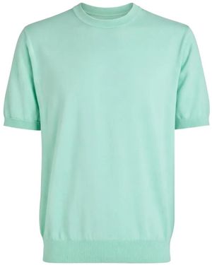 Altea Fine-Knit Ribbed-Trim T-Shirt - Green
