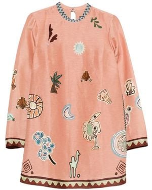ALÉMAIS X Lrnce Laurence Beaded Embroidered Mini Dress - Pink
