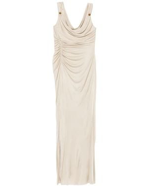 Versace Ruched Maxi Dress - White