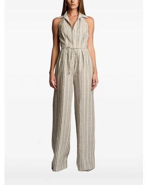 Hevron Striped Halterneck Top - Natural