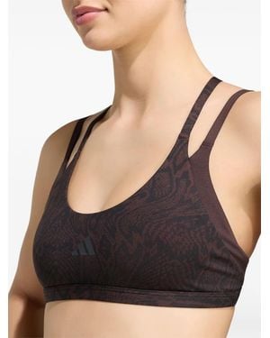 adidas Optime Workout Snake-Print Sports Bra - Black
