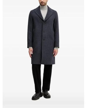Sisley Collared Buttoned Single-Breasted Coat - Blue