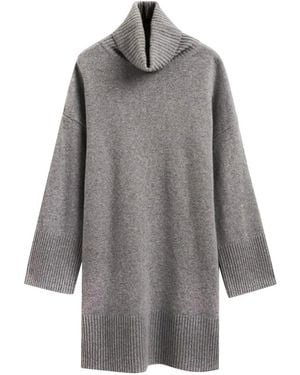 GANT Roll-Neck Ribbed Mini Dress - Gray