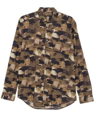 Brian Dales Abstract-Print Long-Sleeve Shirt - Green
