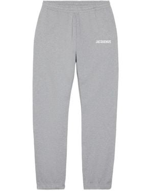 Jacquemus Logo-Print Organic Cotton Track Pants - Gray