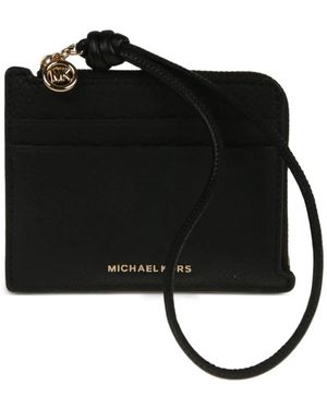 Michael Kors Portefeuille Zippé En Cuir À Breloque - Black