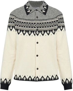McQueen Skull-Motif Wool Cardigan - Grey
