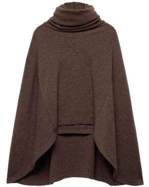 7 For All Mankind High-Neck Shawl-Sleeve Jumper - Brown