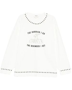 Bode Maglione Con Stampa Grafica - Bianco