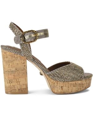 Kurt Geiger Mayfair 105 Sandalen Met Pied-de-poule Print - Metallic