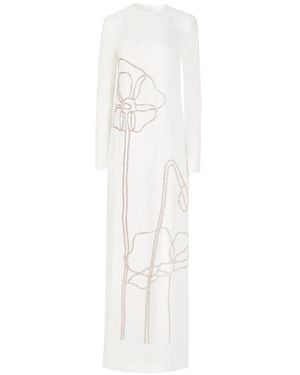 Costarellos Zarie Crystal-Flower Maxi Dress - White