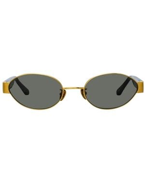Linda Farrow Sadie Oval-Frame Sunglasses - Metallic