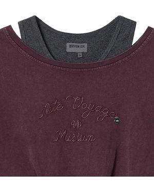 Musium Div. Layered Embroidered T-Shirt - Purple