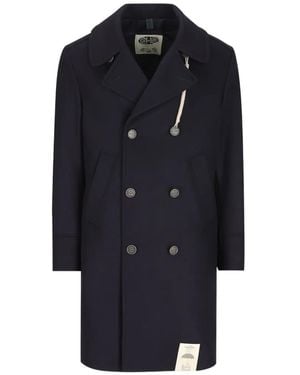 Camplin Double-Breasted Logo-Button Coat - Blue