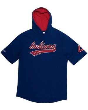 Mitchell & Ness Short-Sleeves Hooded Sweatshirt - Blue