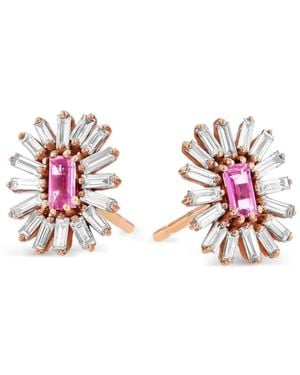 Suzanne Kalan Pendientes Bold Spark en oro rosa de 18 ct con diamantes y zafiro - Rojo