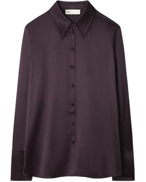 Tory Burch Cuffed Silk Shirt - Purple