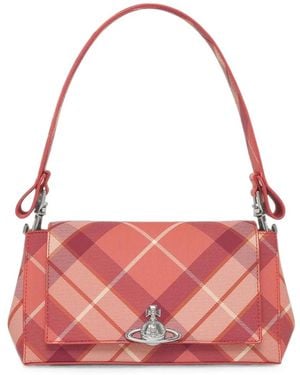 Vivienne Westwood Medium Hazel Orb-Plaque Tartan Tote Bag - Pink