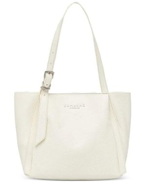 ERMANNO FIRENZE Logo-Lettering Pebbled-Leather Tote Bag - White