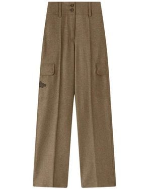 RETORI Embroidered Cargo Trousers - Natural
