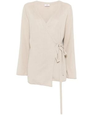 Deha Wrap V-Neck Top - White