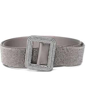 Benedetta Bruzziches Crystal-Embellished Buckle Belt - Grey