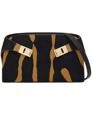 Ferragamo Bandolera Hug mini con motivo de cebra - Negro
