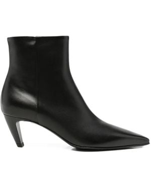 Premiata Pointed-Toe Leather Ankle Boots - Black