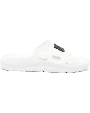 Amiri Logo-Patch Round-Toe Slides - White