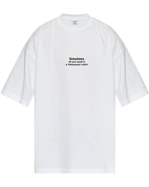Vetements Logo-Print Cotton T-Shirt - White