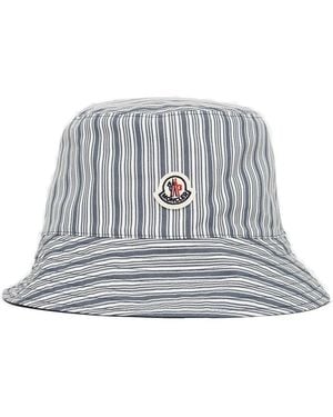 Moncler Striped Logo Bucket Hat - White